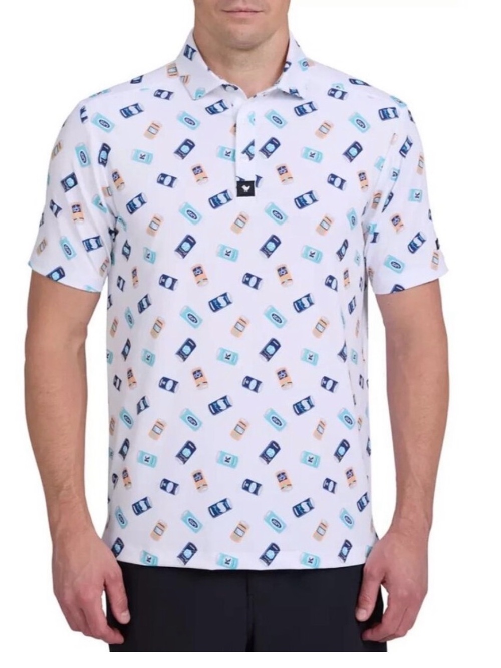 Bad Birdie Core Performance Golf Polo Men’s XL White Beer Cans “Crushable” BBQ